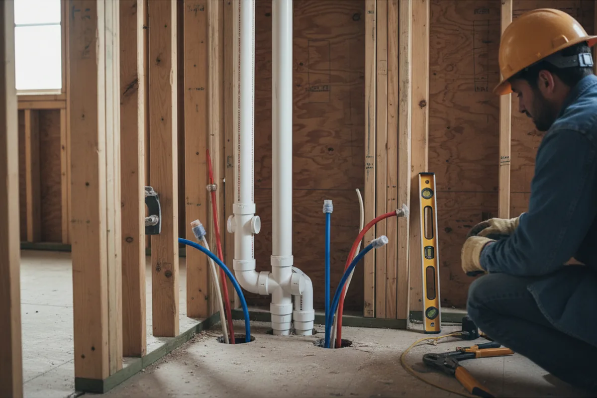 Drain and supply rough-in during Sump Pump Repair in Melber